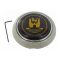 Horn button silver beige with gold emblem