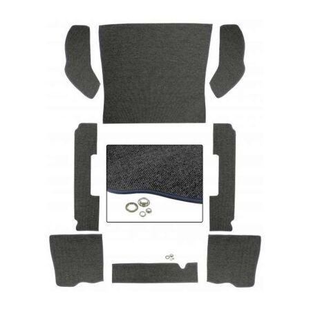 Deluxe carpet set including back part (8 pieces) gray