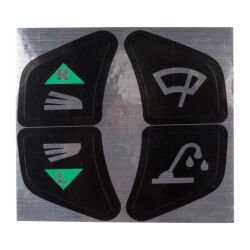 Adhesive sign set, wiper and indicator