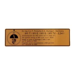 Adhesive label, ignition timing