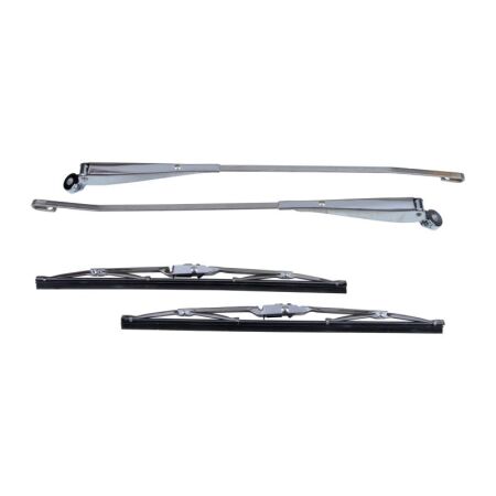 Ensemble dessuie-glaces avec bras et balais, acier inoxydable, poli, gauche/droite